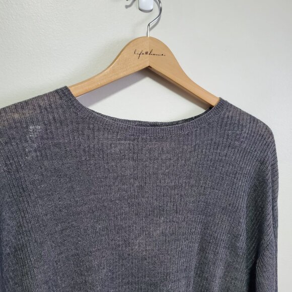 EILEEN FISHER Organic Linen Delave Crew Neck Tunic Top LS Boxy Grey Women's XL - Picture 3 of 12